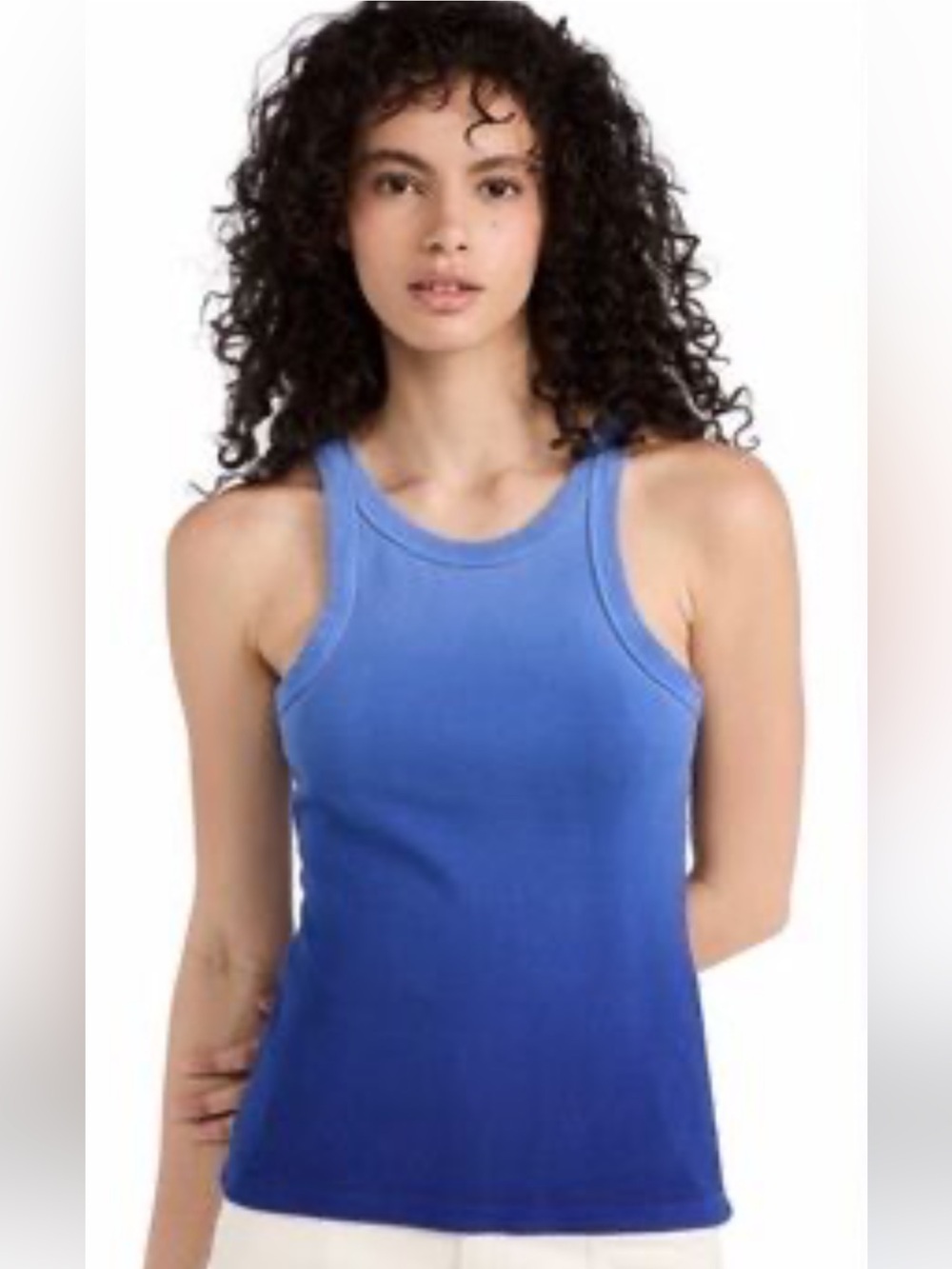 NWT MOTHER Blue Ribbed Tank Top